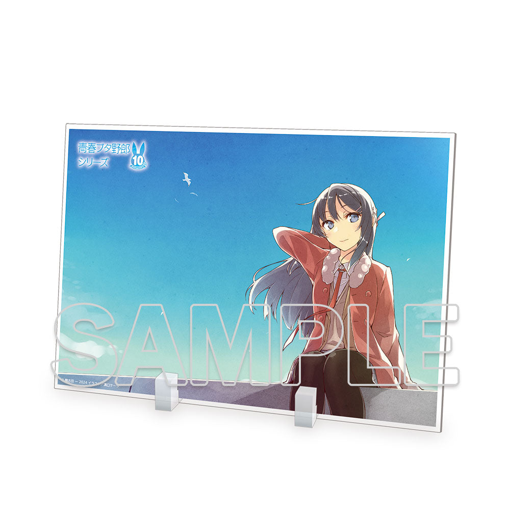 (Goods - Ornament) Dengenki Bunko Rascal Does Not Dream Series 10th Anniversary Big Acrylic Plate - H