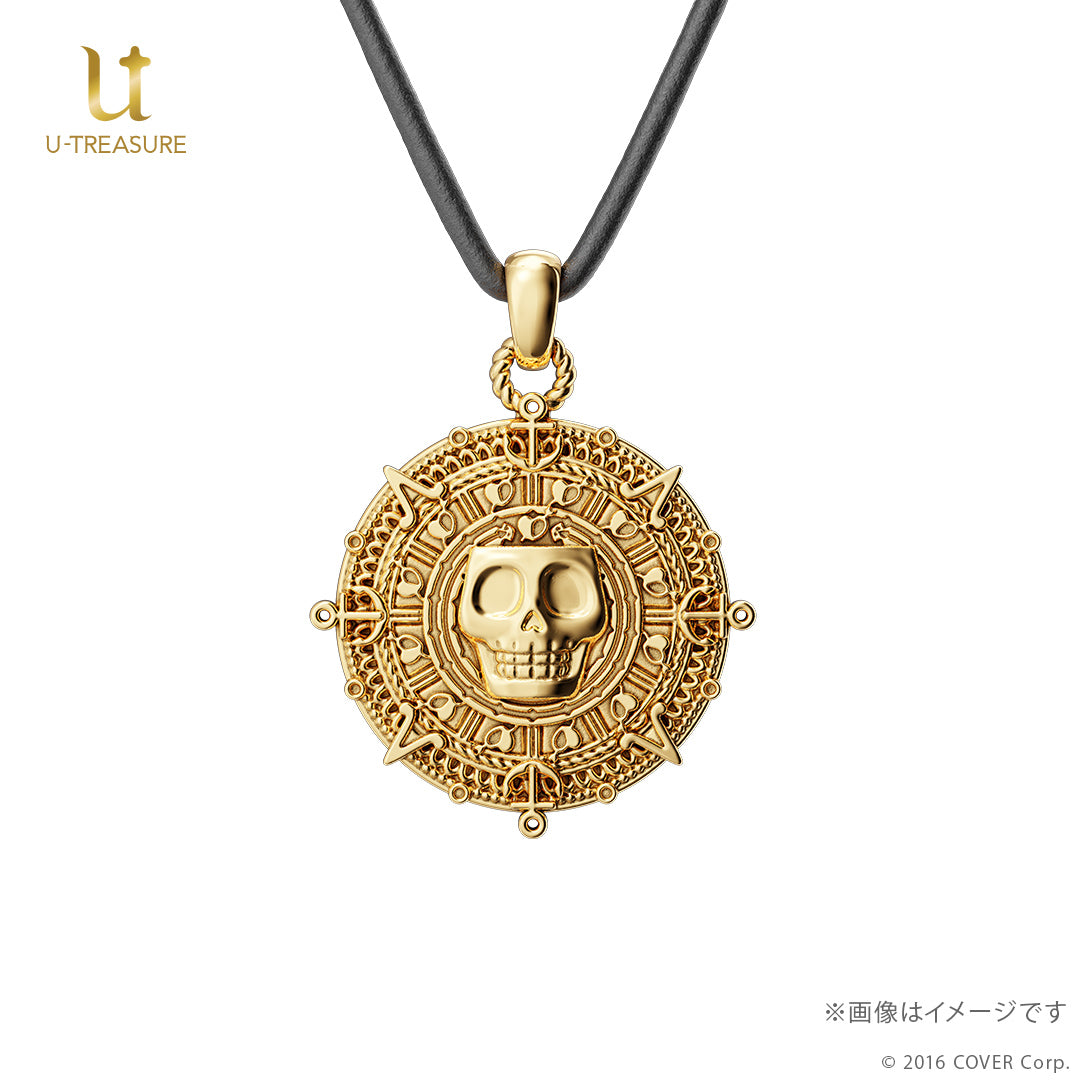 (Goods - Necklace) hololive Houshou Marine Coin Necklace Leather Cord ver. - Silver (Yellow Gold Plated){Bonus:Art Card}