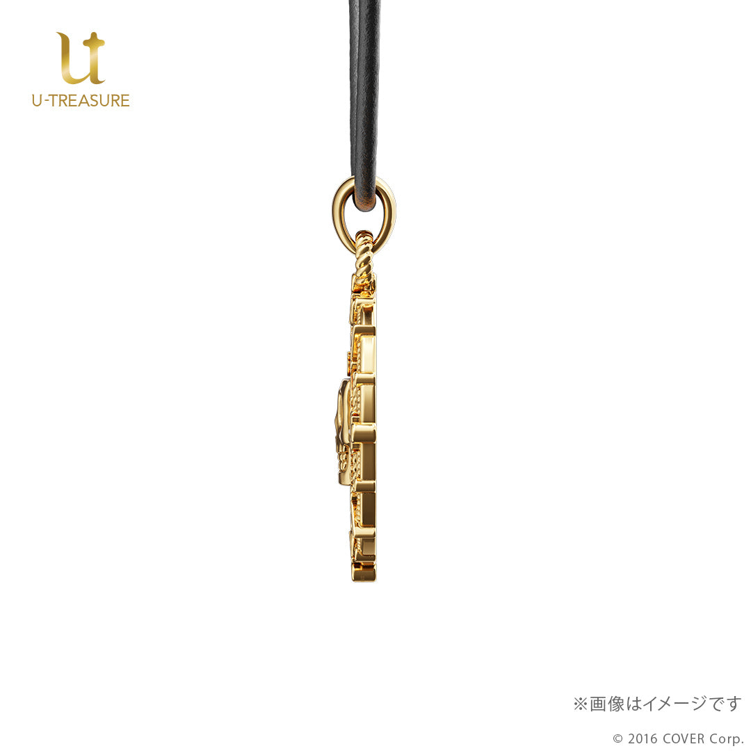 (Goods - Necklace) hololive Houshou Marine Coin Necklace Leather Cord ver. - Silver (Yellow Gold Plated){Bonus:Art Card}