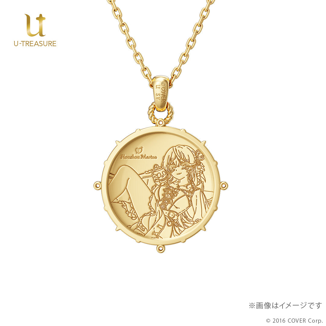 (Goods - Necklace) hololive Houshou Marine Coin Necklace Chain ver. - Silver (Yellow Gold Plated){Bonus:Art Card}