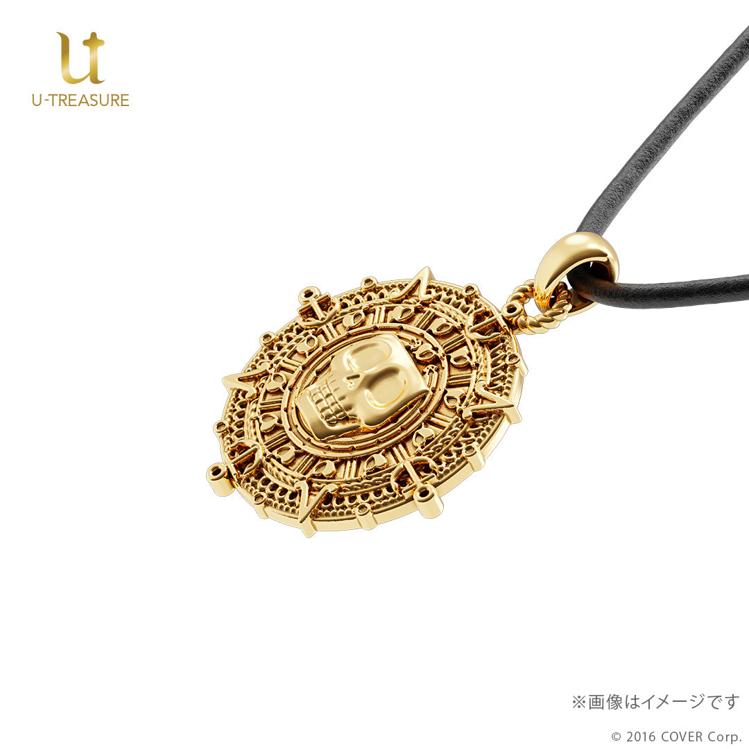 (Goods - Necklace) hololive Houshou Marine Coin Necklace Leather Cord ver. - Silver (Yellow Gold Plated){Bonus:Art Card}