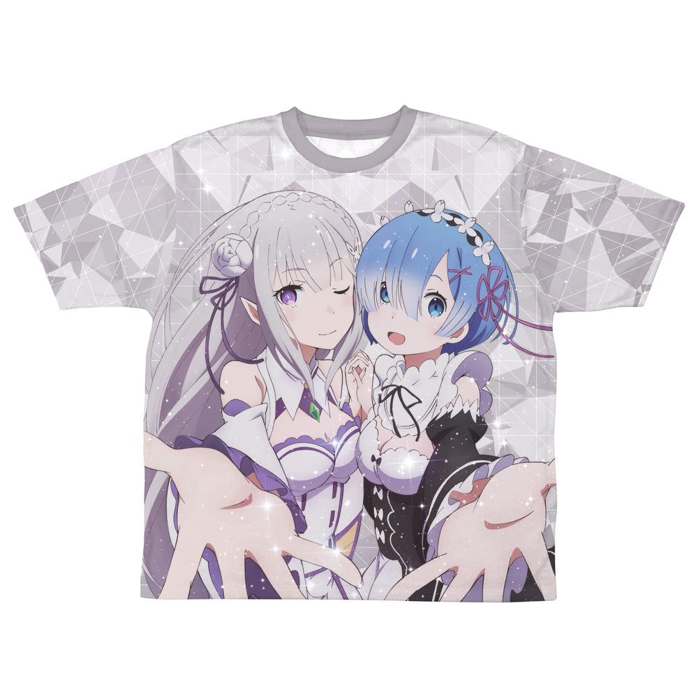 (Goods - Shirt) Re:Zero - Starting Life in Another World Emilia & Rem Double-sided Full Graphic T-Shirt