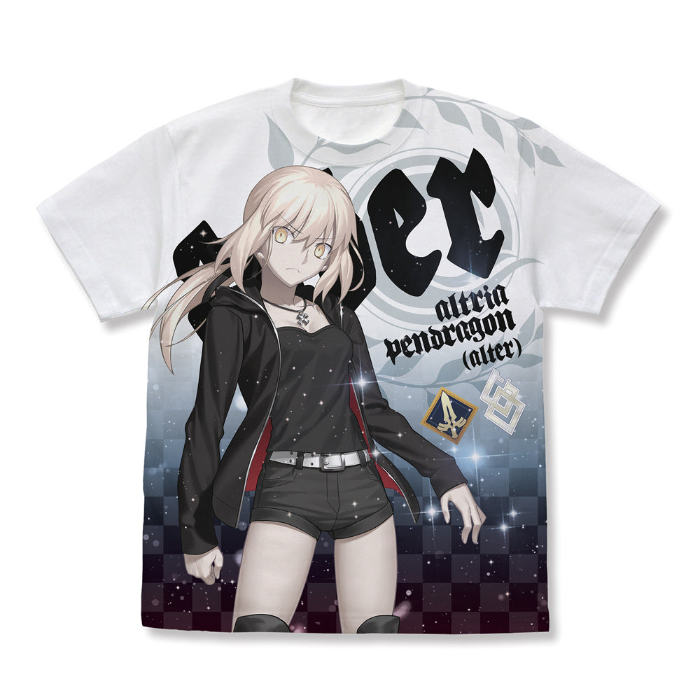 (Goods - Shirt) Fate/Grand Order Saber/Altria Pendragon (Alter) Jet Black King of Knights ver Shinjuku 1999 Full Graphic T-Shirt- WHITE S Size