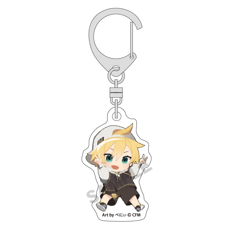 (Goods - Key Chain) Hatsune Miku Mini Acrylic Key Chain Kagamine Len Hannari 2024 Chibi