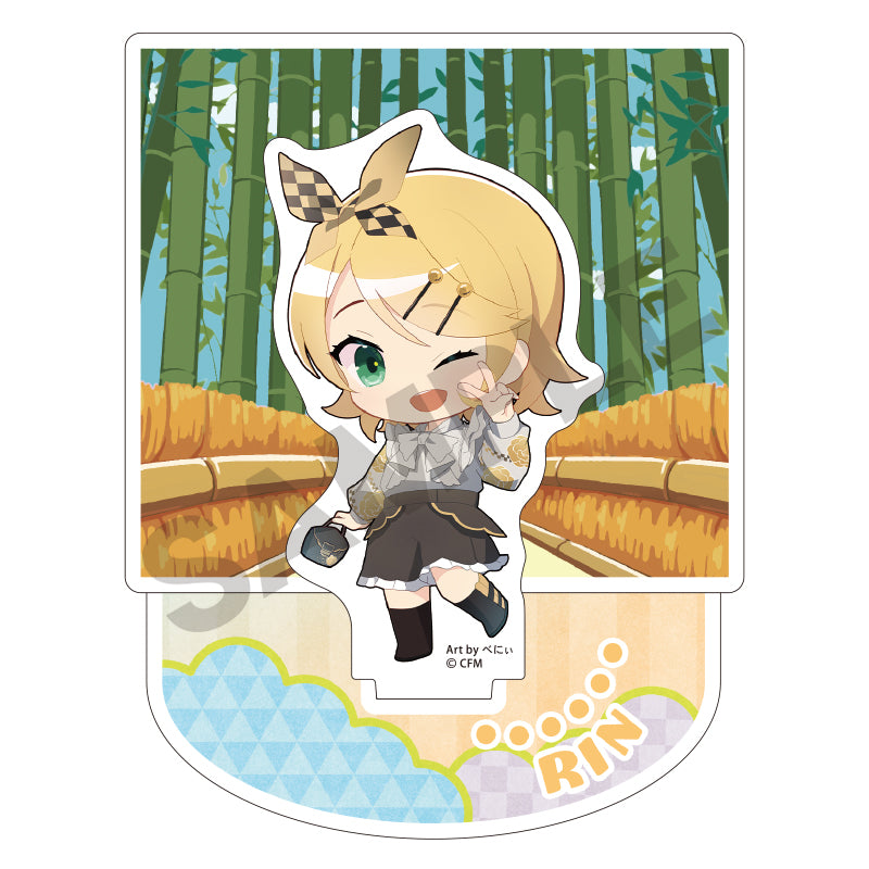 (Goods - Stand Pop) Hatsune Miku Diorama Acrylic Stand Kagamine Rin Hannari 2024 Chibi