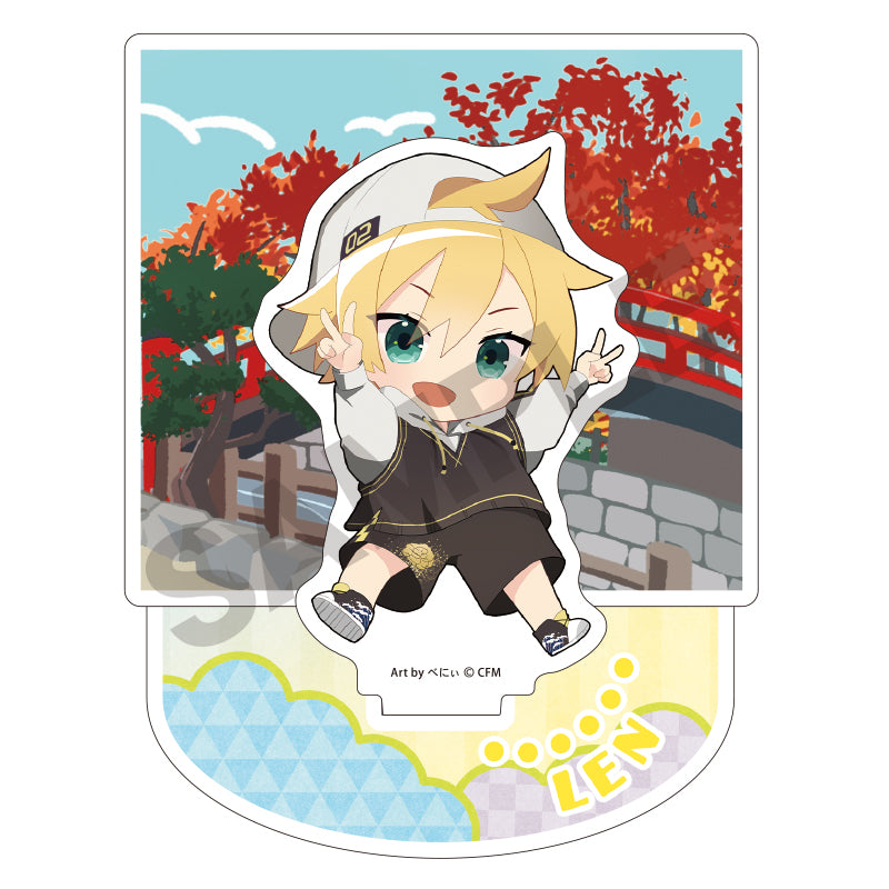 (Goods - Stand Pop) Hatsune Miku Diorama Acrylic Stand Kagamine Len Hannari 2024 Chibi