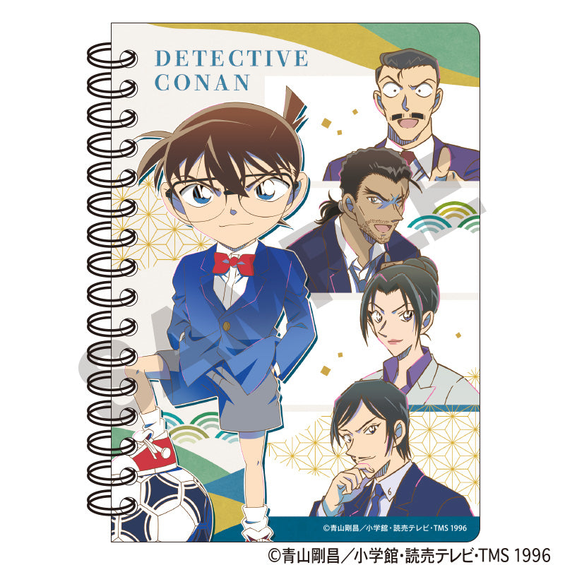 (Goods - Notebook) Detective Conan A6 Spiral-Bound Notebook (Green Japanese pattern)