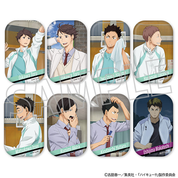 (1BOX=8) (Goods - Badge) Haikyu!! Square Button Badge Collection Aoba Johsai High, Shiratorizawa Academy