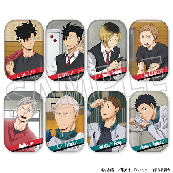 (1BOX=8) (Goods - Badge) Haikyu!! Square Button Badge Collection Nekoma High, Date Tech