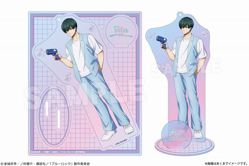 (Goods - Stand Pop) Blue Lock Holographic Acrylic Figure Ver. Soap bubbles 02 Rin Itoshi