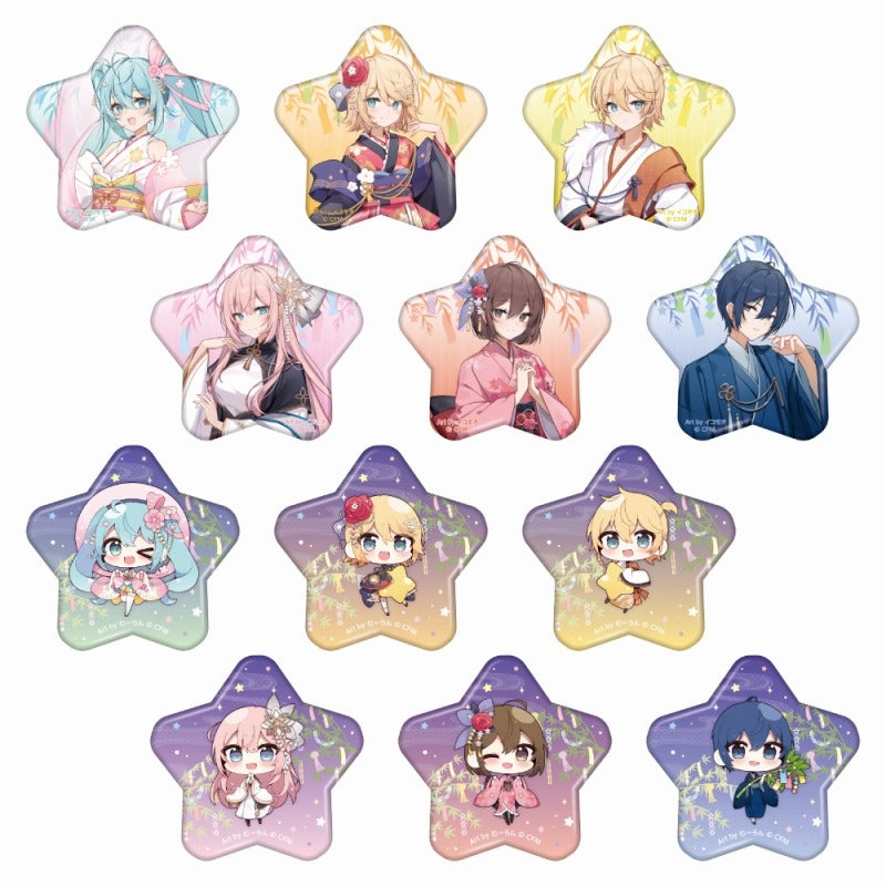 (1BOX=12)(Goods - Badge) Hatsune Miku Akihabara Festival 2024 Trading Star Button Badge Tanabata ver.