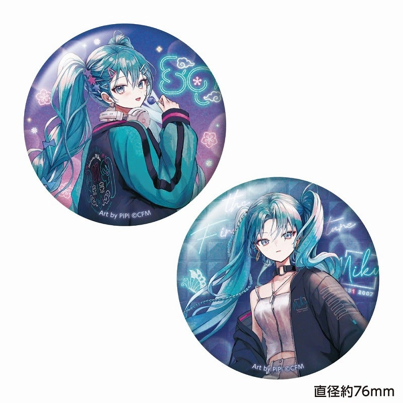 (Goods - Badge) Hatsune Miku Hatsune Miku x SOLWA Big Glitter Button Badge Set Art by PiPi