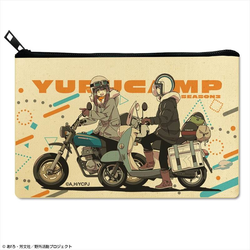 (Goods - Pouch) Laid-Back Camp SEASON 3 Flat Pouch Ver. 2 Design 04 (Rin Shima & Ayano Toki)