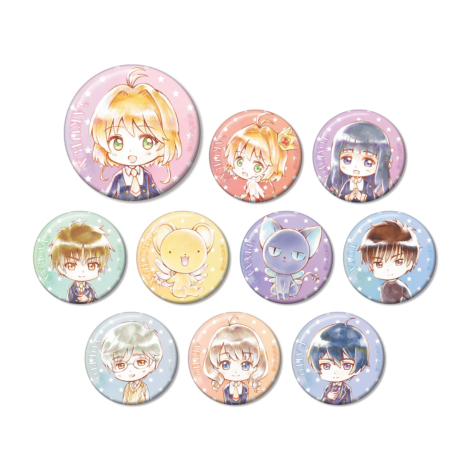 (1BOX=10)(Goods - Badge) Card Captor Sakura: Clear Card Arc Trading Chibi Ani-Art Button Badge