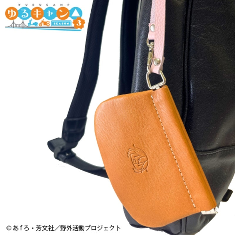 (Goods - Pouch) Laid-Back Camp SEASON 3 Leather Snap Pouch Nadeshiko Kagamihara