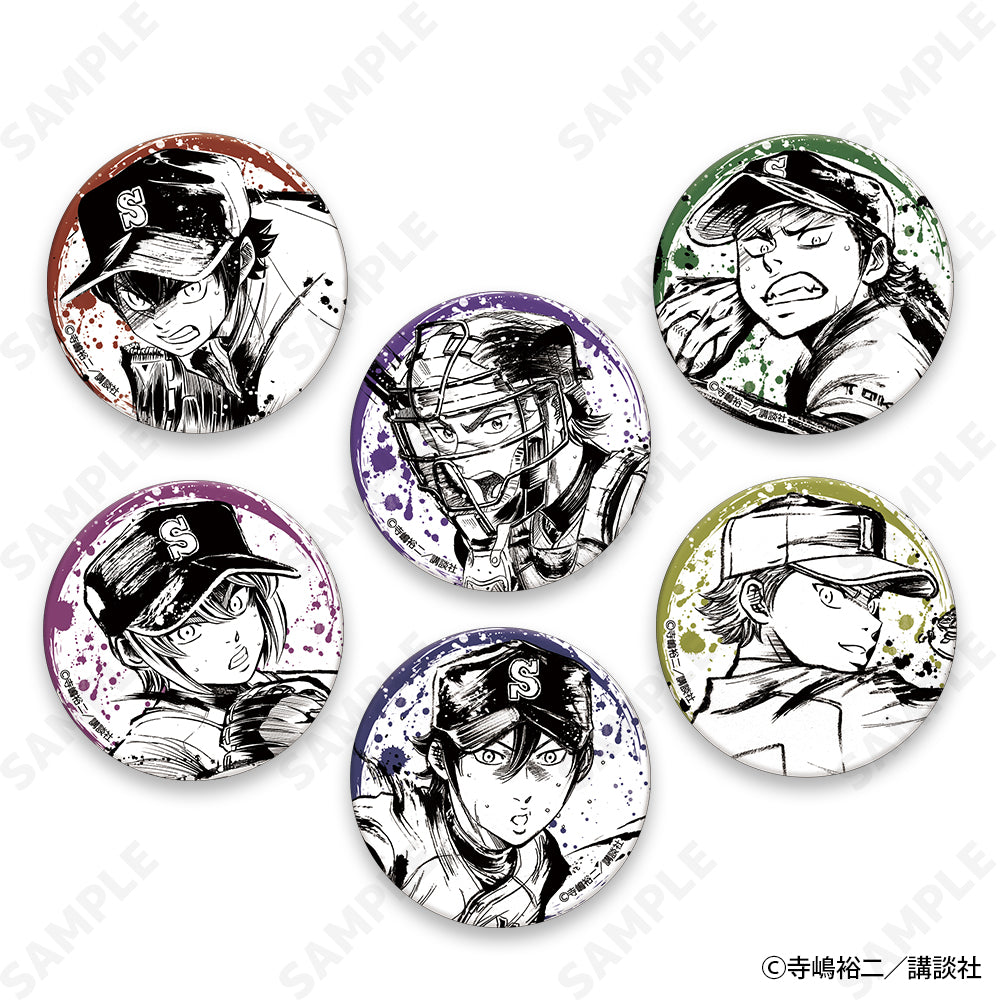 (1BOX=6)(Goods - Badge) Ace of Diamond act II Ink Style Collection Vol.1 Trading Japanese Washi Paper Button Badge {Bonus:Badge}