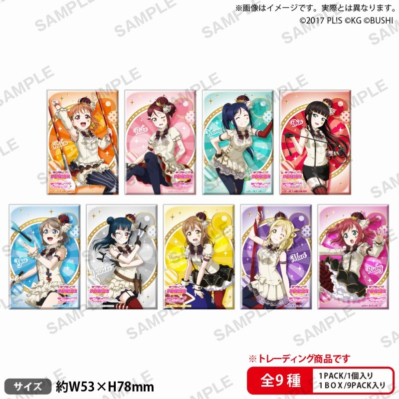 (1BOX=9)(Goods - Badge) Love Live! School Idol Festival Rectangular Button Badge Collection Aqours Circus ver.