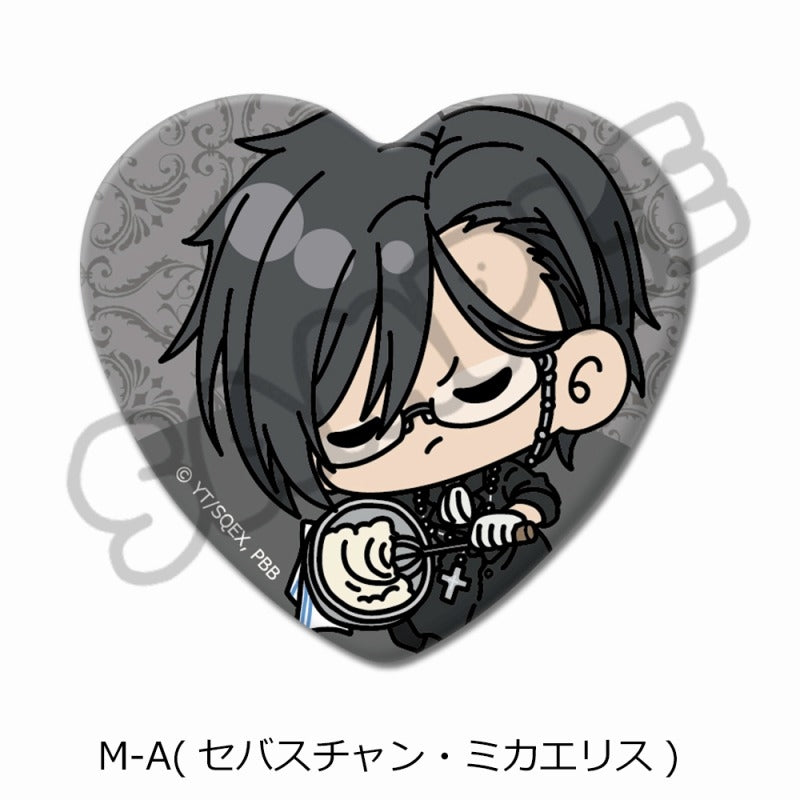 (Goods - Badge) Black Butler: Public School Arc Heart-shaped Button Badge M-A (Sebastian Michaelis)