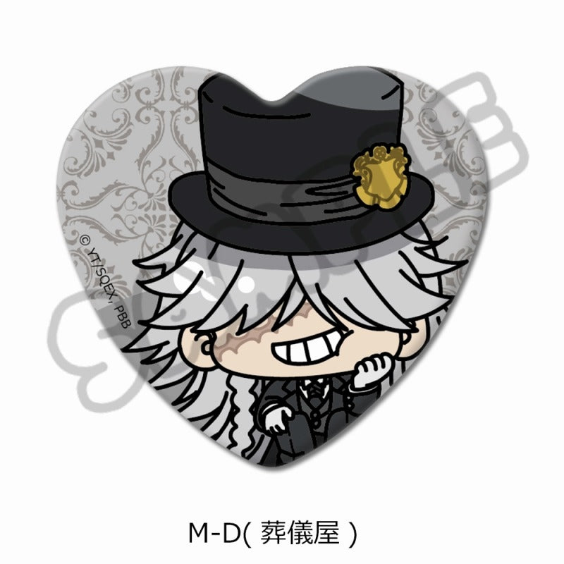 (Goods - Badge) Black Butler: Public School Arc Heart-shaped Button Badge M-D (Undertaker)