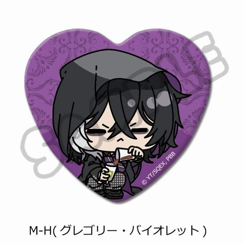 (Goods - Badge) Black Butler: Public School Arc Heart-shaped Button Badge M-H (Gregory Violet)