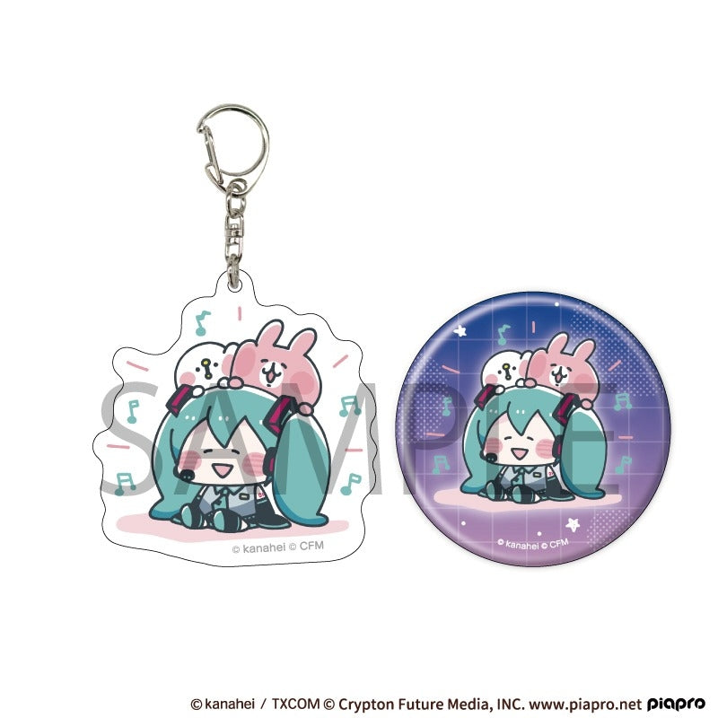 (Goods - Set) Hatsune Miku x Kanahei's Small Animals Acrylic Key Chain & Button Badge Set 04/Hatsune Miku & Piske & Usagi (Collab Art)