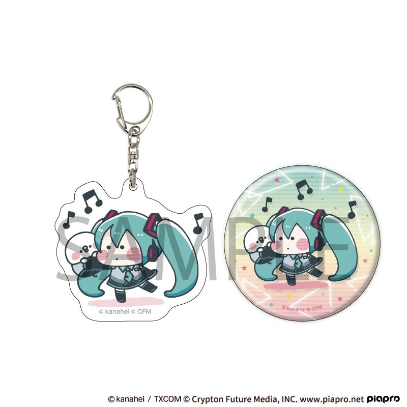 (Goods - Set) Hatsune Miku x Kanahei's Small Animals Acrylic Key Chain & Button Badge Set 05/Hatsune Miku & Piske (Collab Art)