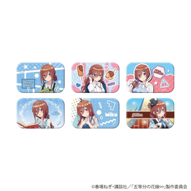 [※Blind](1BOX=6)(Goods - Badge) The Quintessential Quintuplets Square Button Badge 04/Miku ver. (6 Types Total) (Official Art)