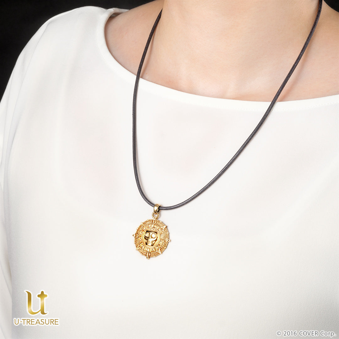 (Goods - Necklace) hololive Houshou Marine Coin Necklace Leather Cord ver. - Silver (Yellow Gold Plated){Bonus:Art Card}