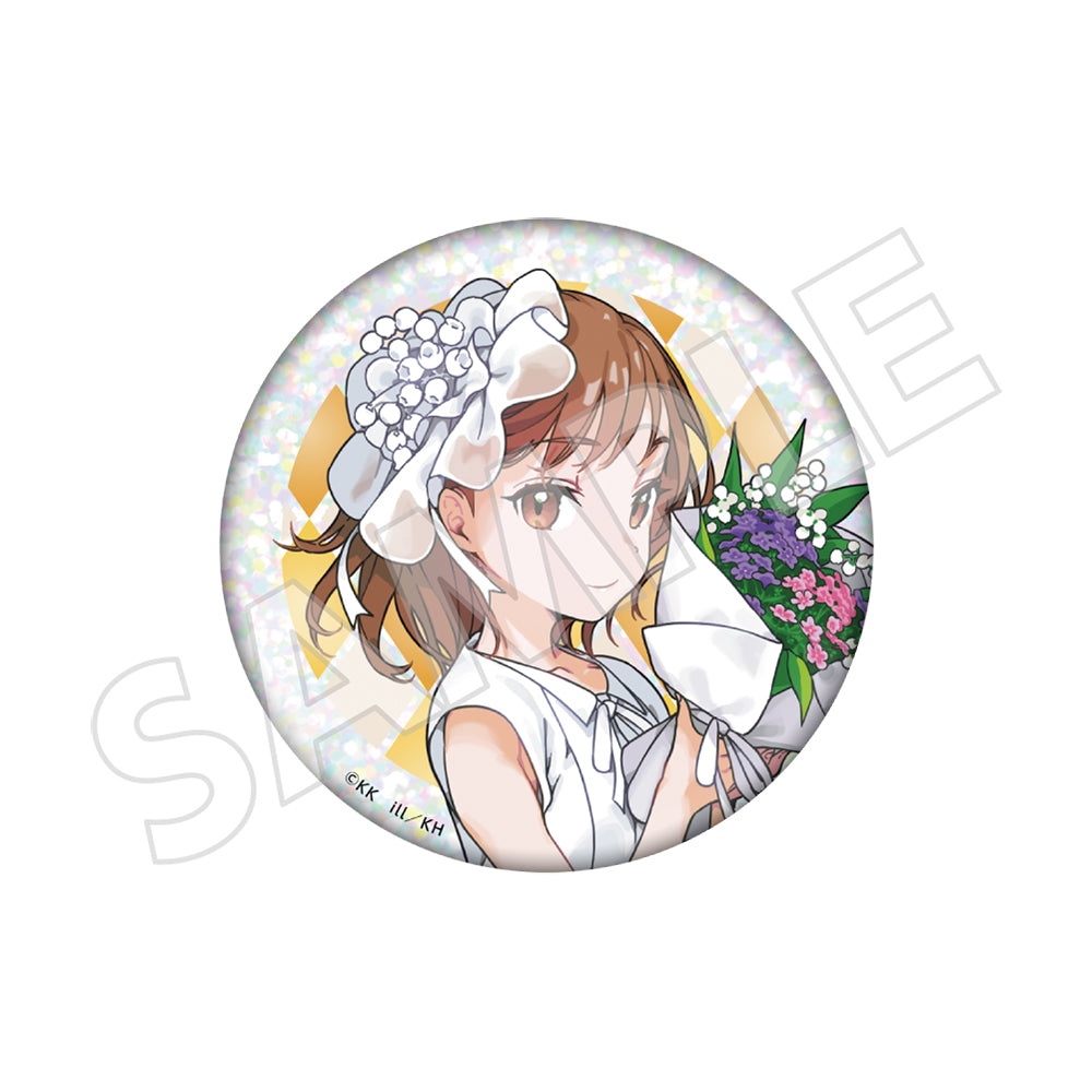 (Goods - Badge) A Certain Magical Index 20th Anniversary Hologram Big Tin Badge - Mikoto Misaka White Dress Ver.