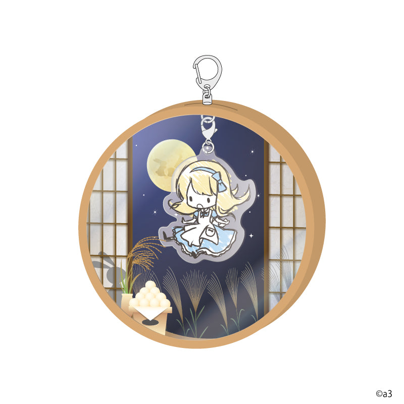 (Goods - Key Chain Cover) Round Character Frame 03 - Tradition Japanese Window (Autumn Leaves)