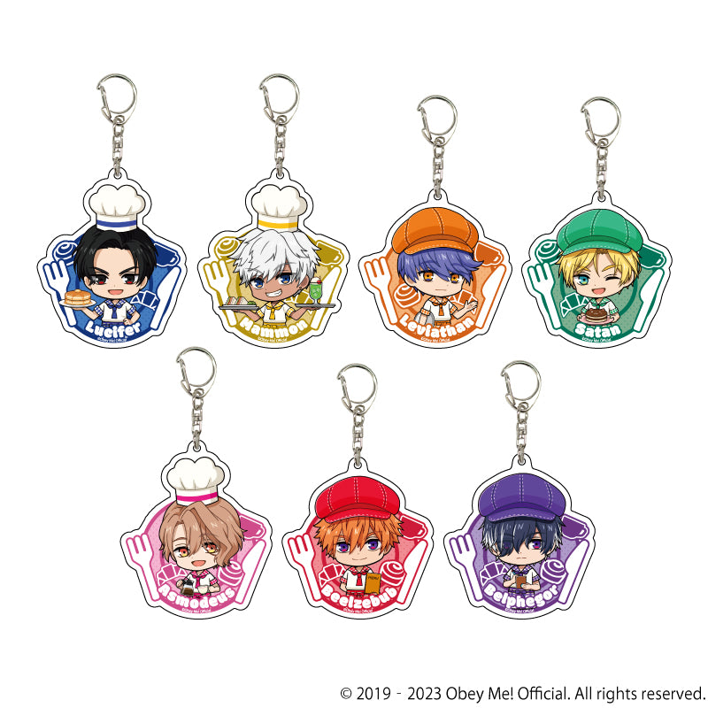 (1BOX=7)(Goods - Key Chain) Acrylic Key Chain Obey Me! 10 / Cafe ver. Complete BOX (7 Types Total)(Chibi Art)