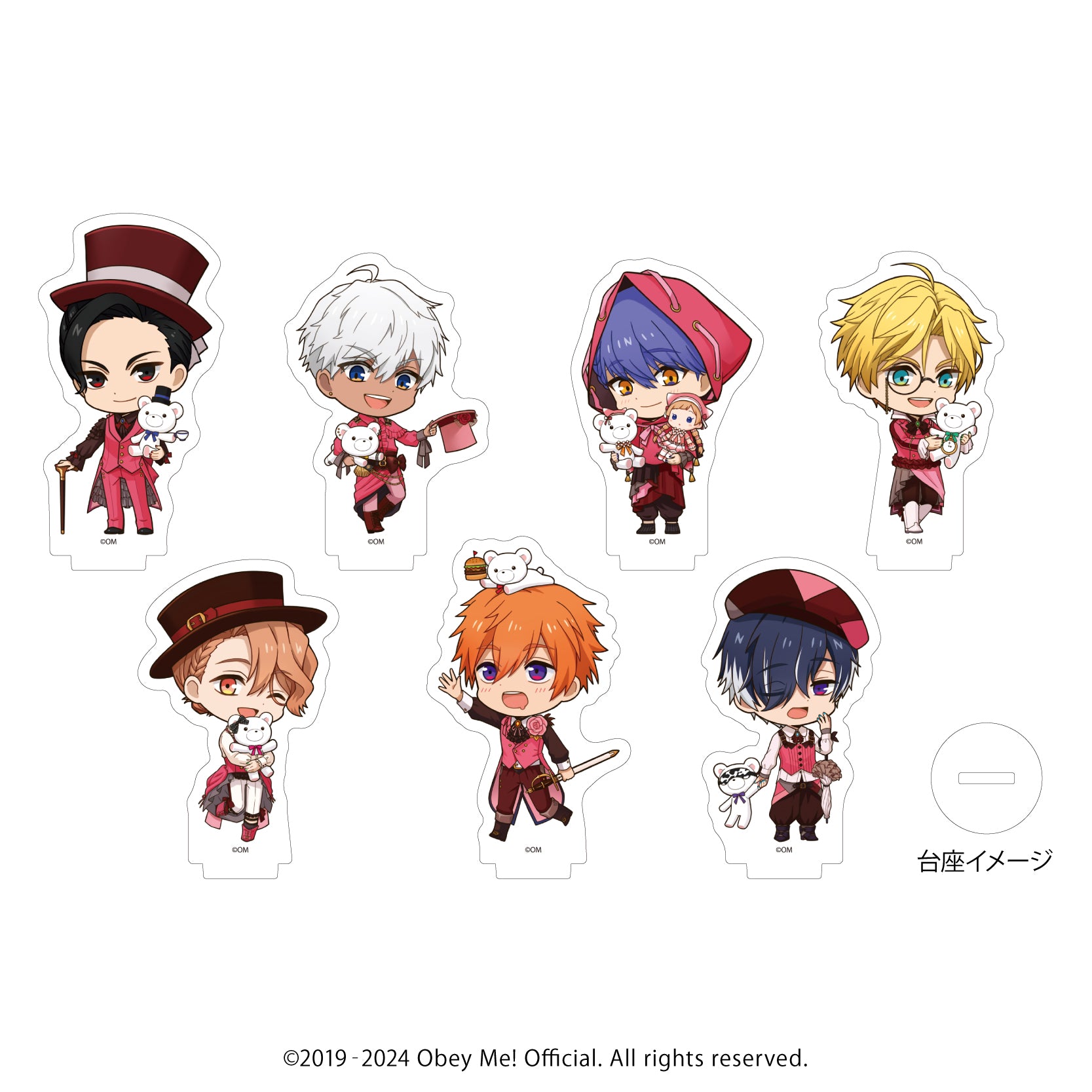 (1BOX=7)(Goods - Stand Pop) Obey Me! Acrylic Acrylic Petit Stand 08 - Valentine Ver. (Chibi Art)