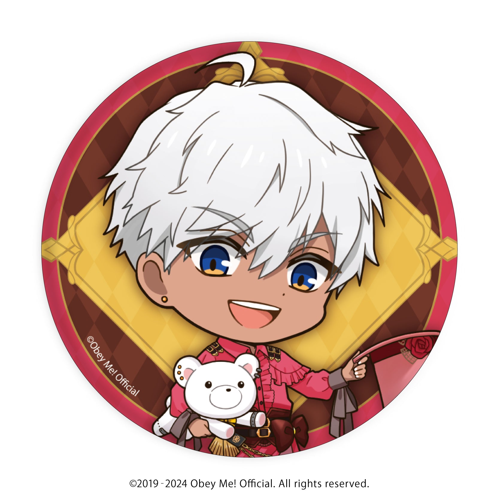 (1BOX=7)(Goods - Badge) Button Badge Obey Me! 10 - Valentine Ver. (Chibi Art)