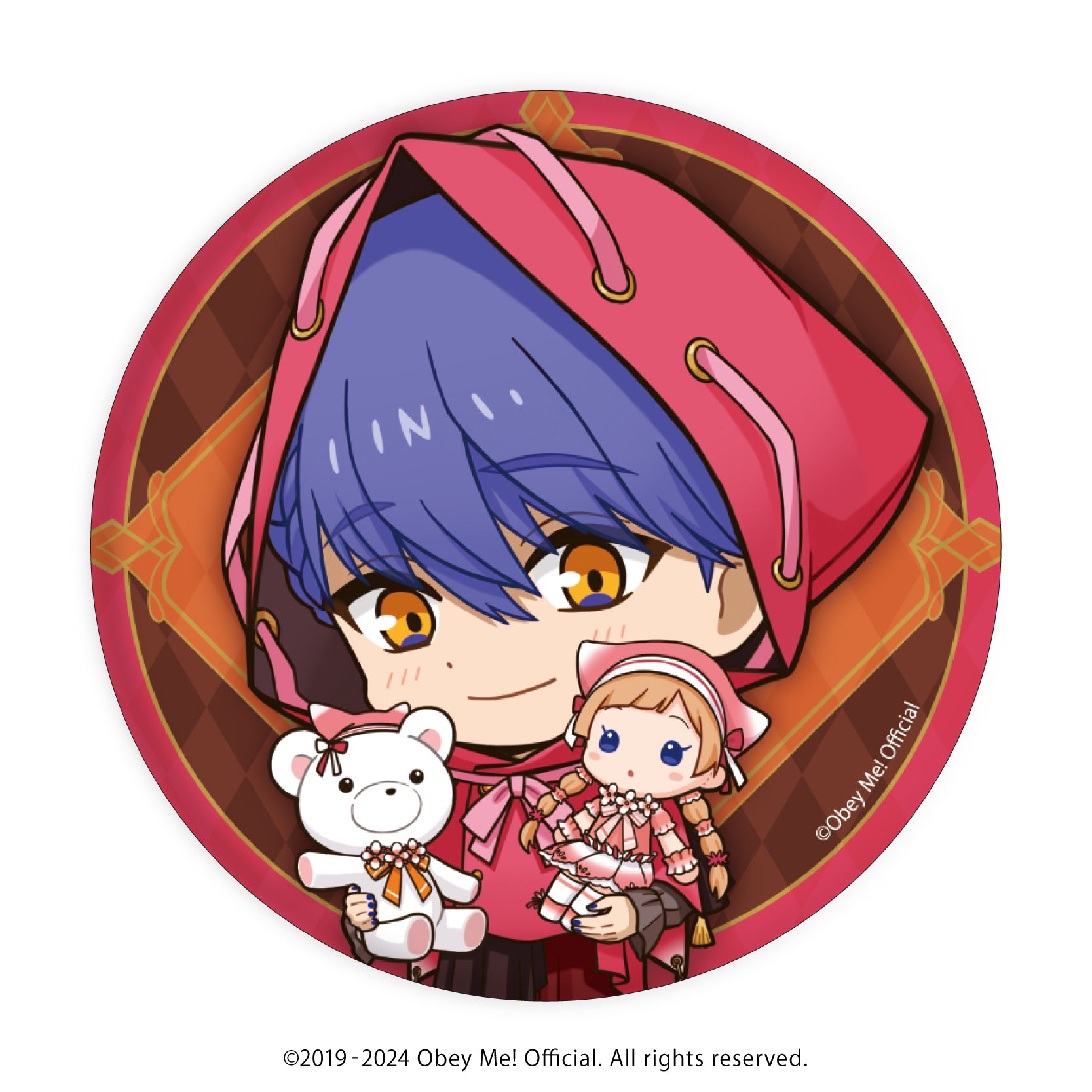 (1BOX=7)(Goods - Badge) Button Badge Obey Me! 10 - Valentine Ver. (Chibi Art)