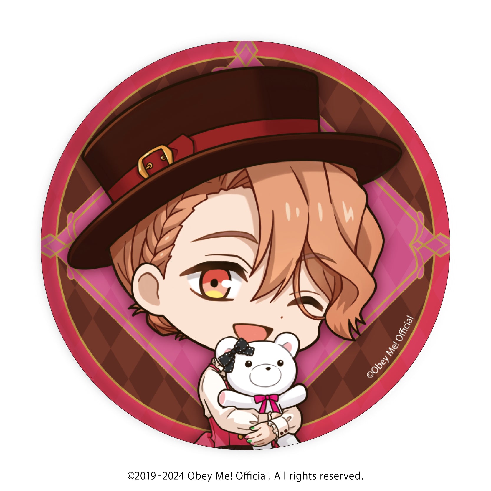 (1BOX=7)(Goods - Badge) Button Badge Obey Me! 10 - Valentine Ver. (Chibi Art)