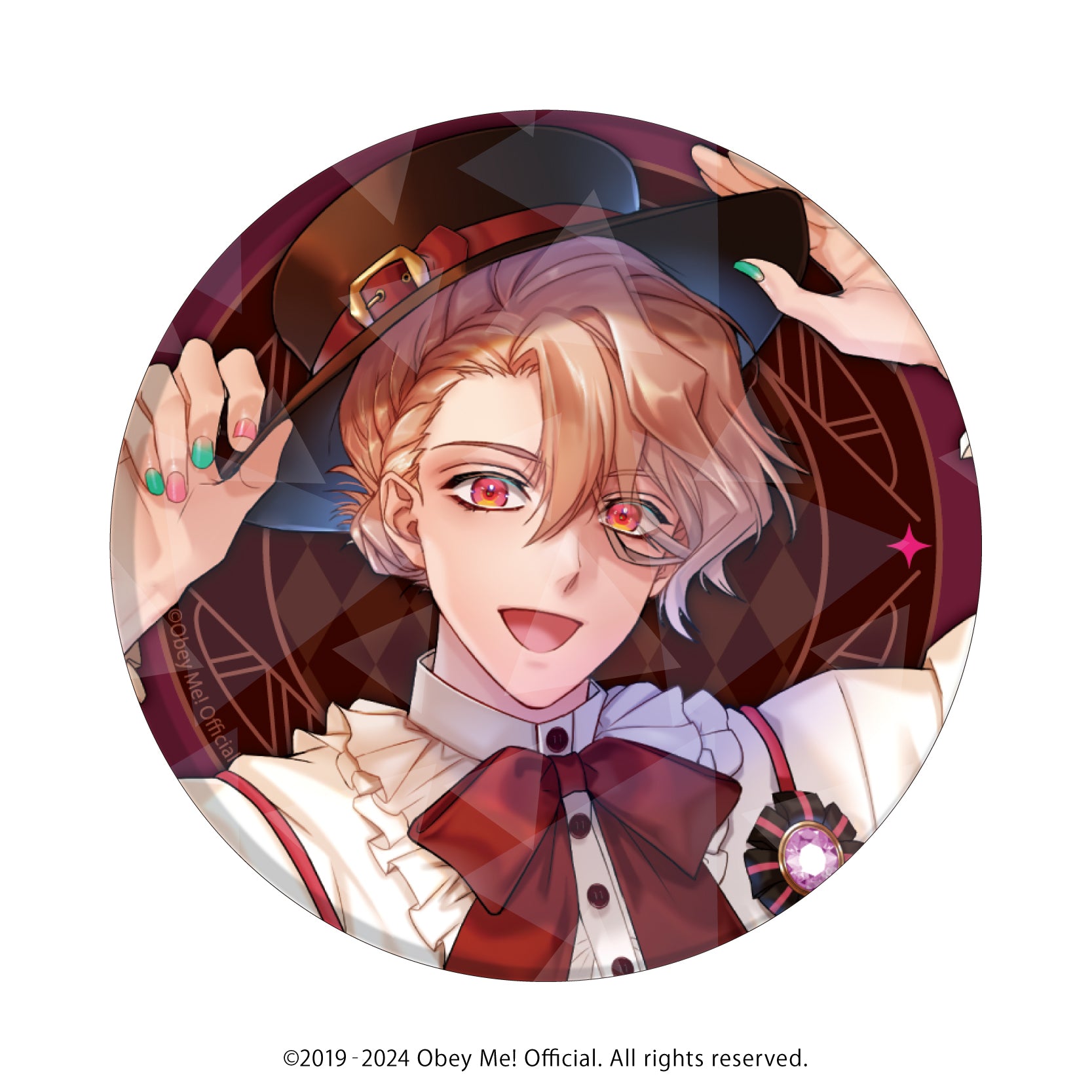 (1BOX=7)(Goods - Badge) Obey Me! Holographic Button Badge (65mm) 11 - Valentine Ver. (feat. Exclusive Art)