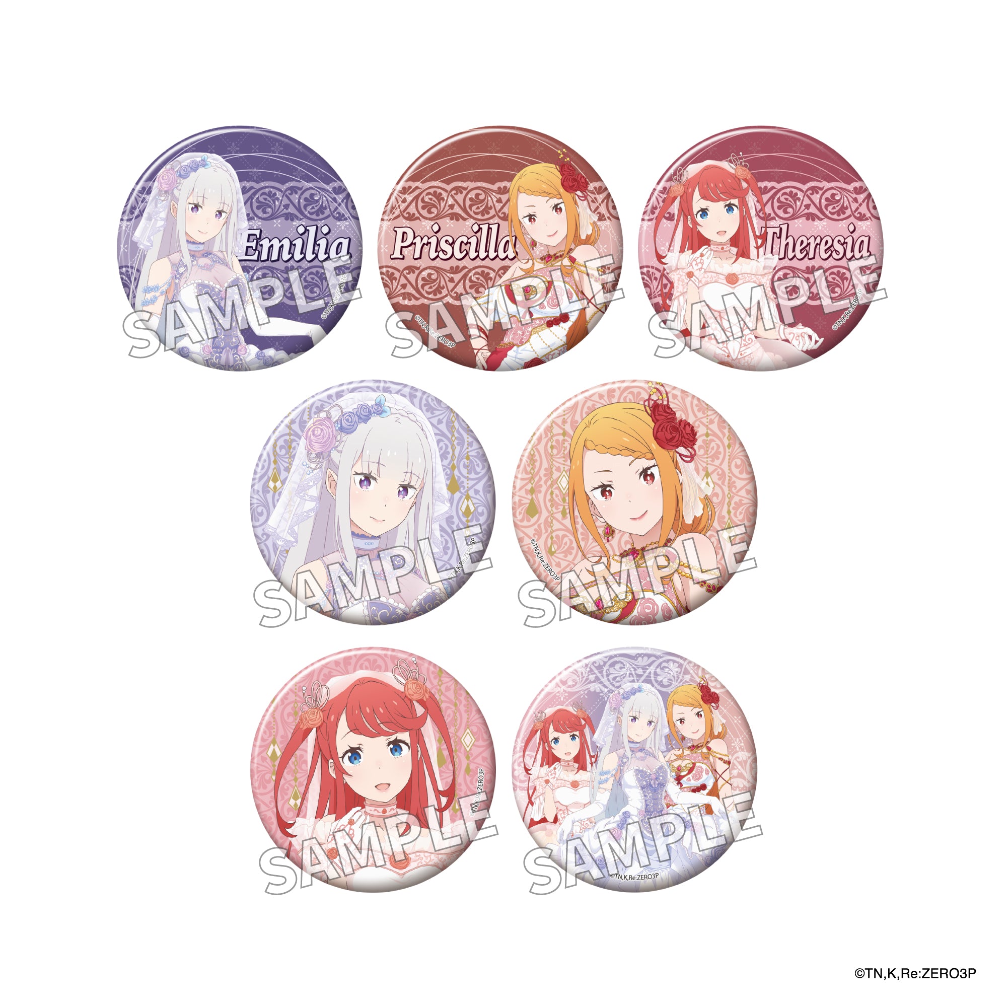 (1BOX=7)(Goods - Badge) Re:ZERO - Starting Life in Another World Tradable Glimmering Tin Badge Wedding ver. PACK