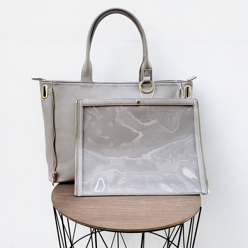 (Goods - Itabag) Non-Character Original Clear Reversible Tote Bag Black [REA RARE]