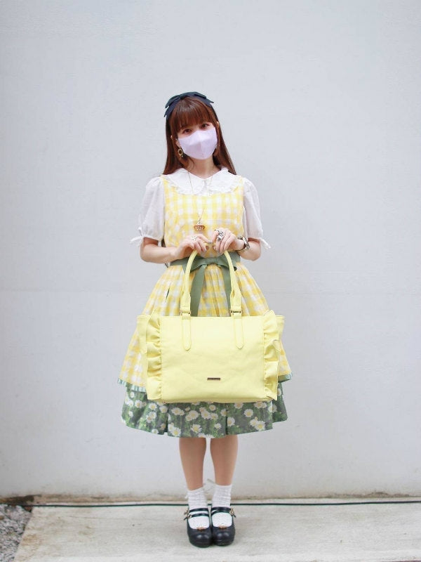 (Goods - Itabag) Luna Haruna x REA RARE Collab OSHI TO DATE (Date With Your Fave) Frilled Tote Bag Vanilla [REA RARE]