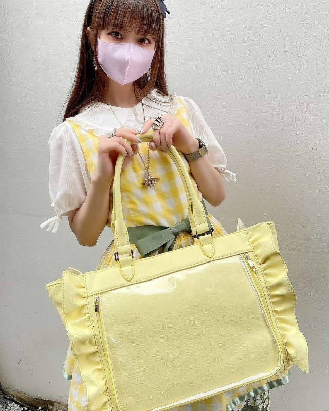 (Goods - Itabag) Luna Haruna x REA RARE Collab OSHI TO DATE (Date With Your Fave) Frilled Tote Bag Honey Citrus [REA RARE]