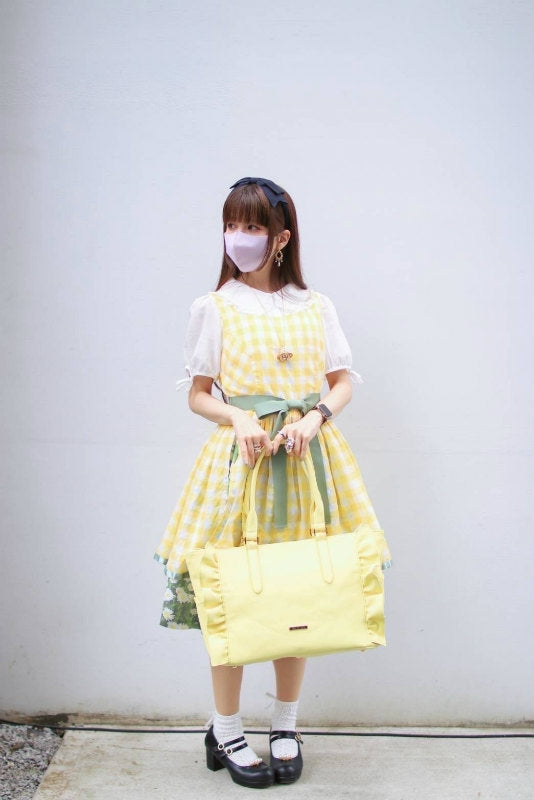 (Goods - Itabag) Luna Haruna x REA RARE Collab OSHI TO DATE (Date With Your Fave) Frilled Tote Bag Blueberry Whipped Cream [REA RARE]