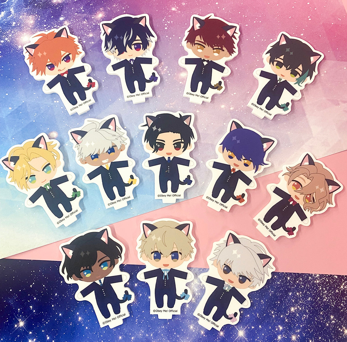 [※Blind](Goods - Stand Pop) Obey Me! Black Cat Butler Cafe Trading Reversible Acrylic Stand