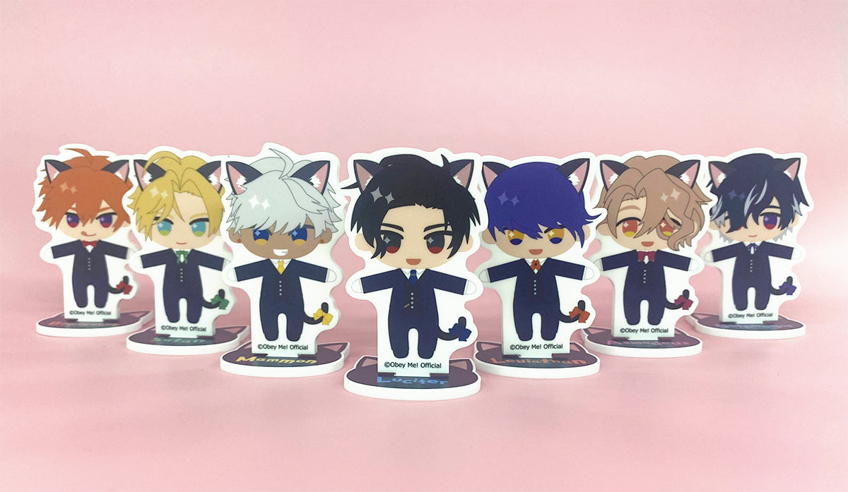 |||(1BOX=12)(Goods - Stand Pop) Obey Me! Black Cat Butler Cafe Reversible Acrylic Stand COMPLETE BOX