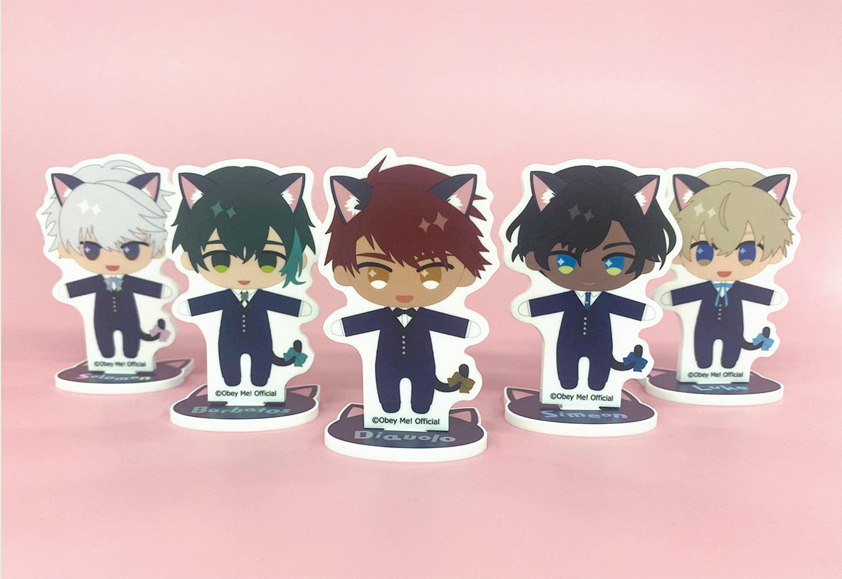 |||(1BOX=12)(Goods - Stand Pop) Obey Me! Black Cat Butler Cafe Reversible Acrylic Stand COMPLETE BOX